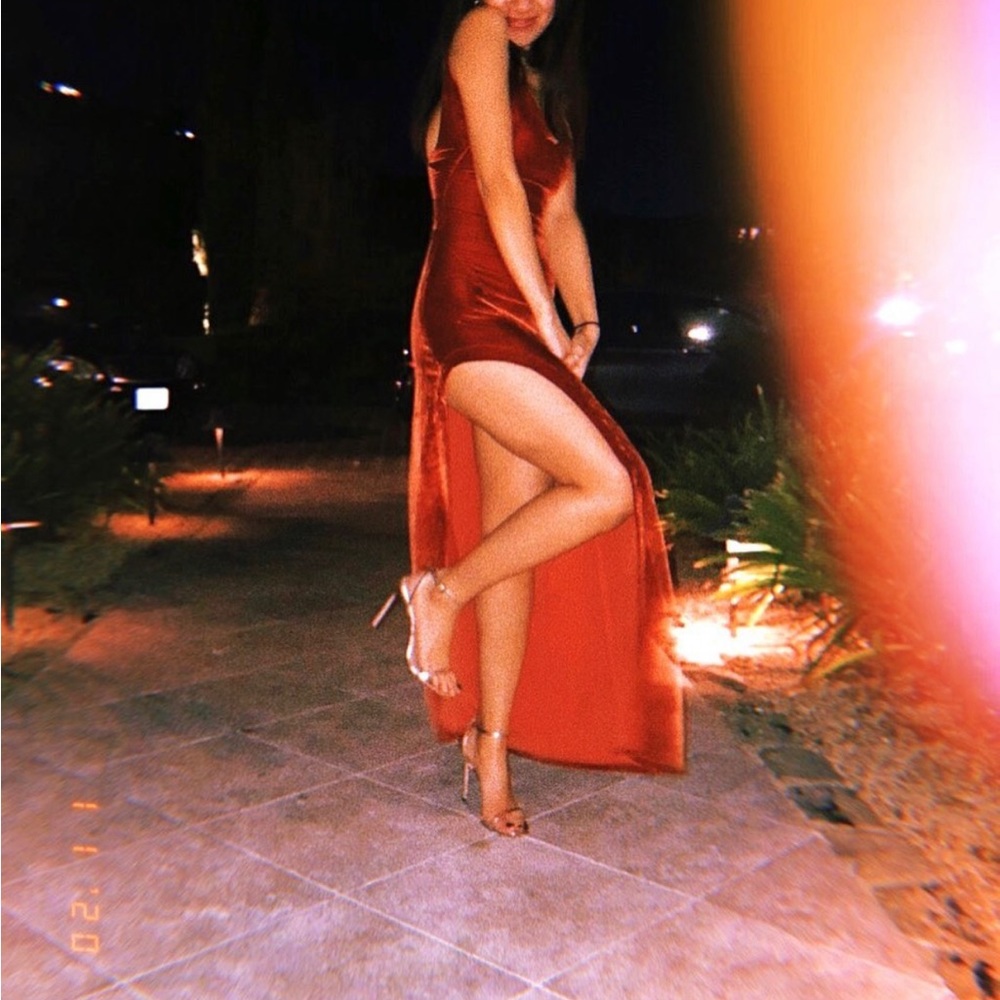 For Love and Lemons Burt Orange, Velour Dress